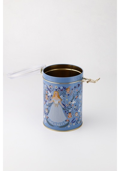 Tales Cinderella Desenli Kilitli Kapaklı Yuvarlak Metal Kutu, 10.5 X 15 Cm, 1.1 Lt