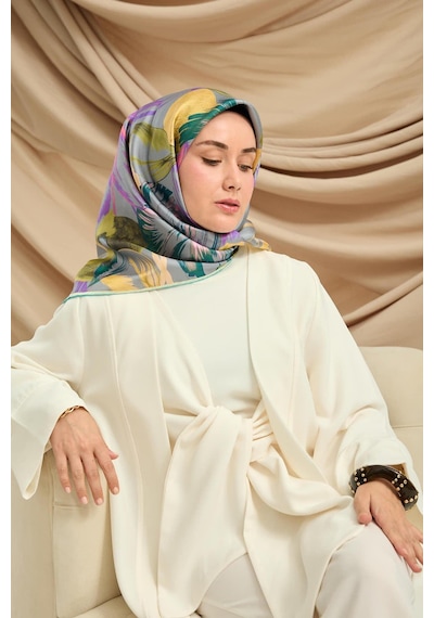 Silk Home Twill İpek Eşarp - 11480-51 Metalik Gri Yeşil