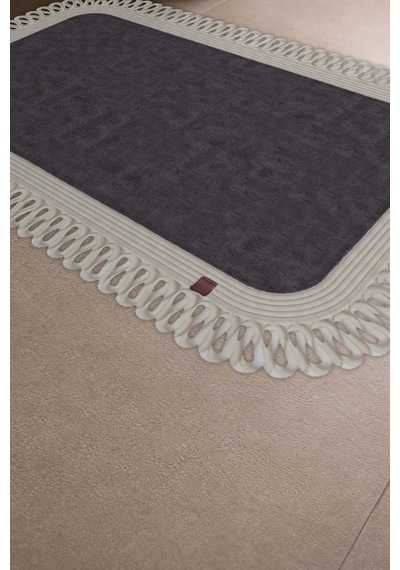 Banyo Paspası Takımı 70x110+50x70 Cm Dış Trikot Antrasit Gri & Krem