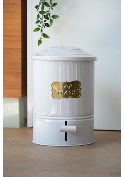 Galvaniz Metal Pedallı 16 Litre Çöp Kovası Mutfak ,banyo Paslanmaz Yanmaz Beyaz