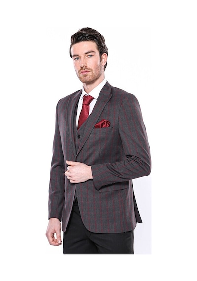 Wessi Ekose Füme Slim Fit Erkek Ceket 001