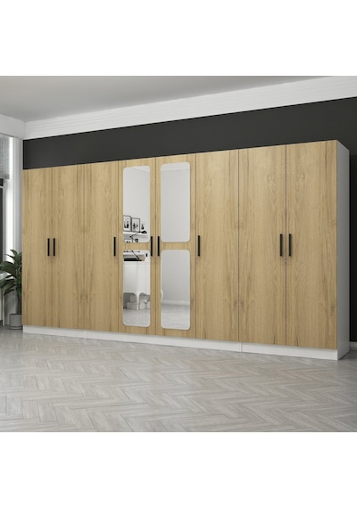 Kale 8 Kapaklı Aynalı 2ç Dolap - Pera Ceviz 190cm Kale 8 Kapaklı Aynalı 2ç Dolap - Pera Ceviz 190cm