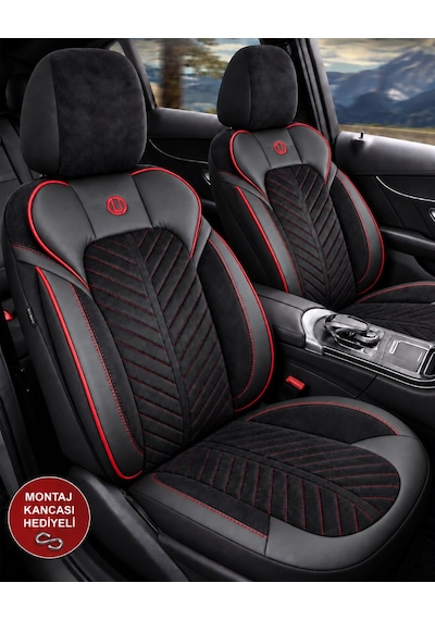 Seat Toledo Shine Siyah Kırmızı Tay Tüyü Oto Koltuk Kılıfı Tam Set-kolay Montaj-terletmez-ortopedik 2012-2018