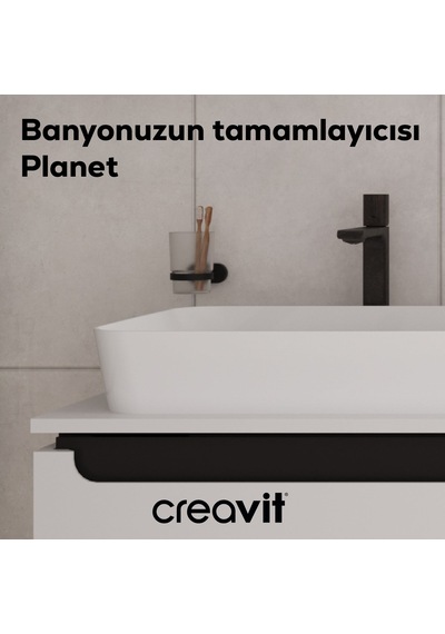 Creavit PL18803-S Planet Diş Fırçalık Mat Siyah
