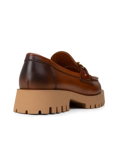Deery Kadın Hakiki Deri Taba Renkli Tokalı Loafer - 02037ztbae01