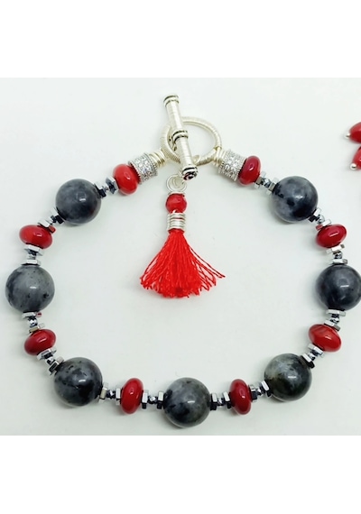 2602 Spektrolit Rondela Mercan Zirkon Hematit El Yapımı Bileklik Çok Renkli