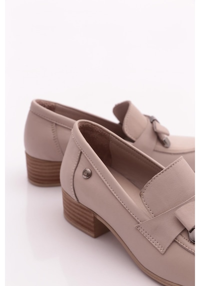 Mammamia D25ya-3365 Kadın Deri Loafer Ayakkabı Sılver Grey Pen