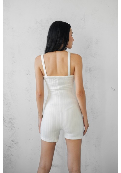 Gugus Kadın İp Askılı Spor/günlük Trend Tulum Beyaz