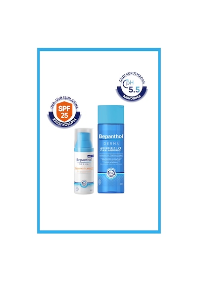 Bepanthol Derma Nemlendirici & Besleyici SPF 25 Günlük Yüz Kremi 50 ML + Derma & Canlandırıcı Günlük Yüz Temizleme Jeli 200 ML