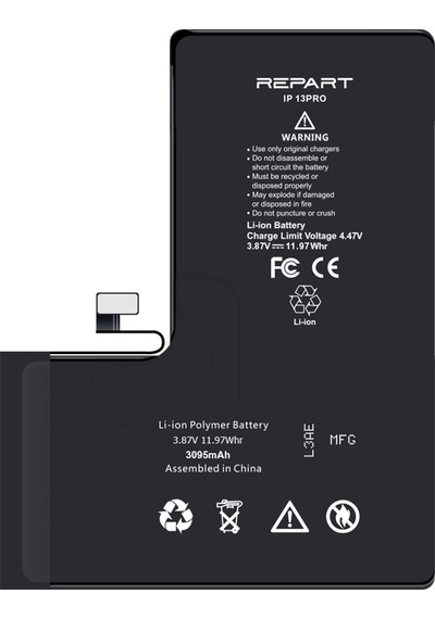 İphone 13 Pro Uyumlu Güçlendirilmiş Yüksek Kapasite Batarya - 3095 Mah