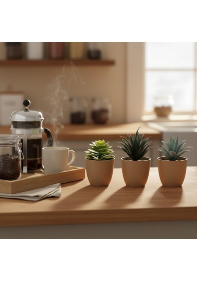 Üçlü Mini Yapay Sukulent Seti 8 Cm Saksı, Dekoratif Küçük Bitki Seti, Gerçekçi Görünüm, Salon Ofis Ev Ma Diğer