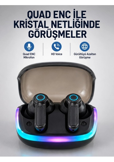 Bluetooth 5.4 Kablosuz Kulaklıkquad Enc Mikrofonlu Tws Kulaklık Çok Renkli