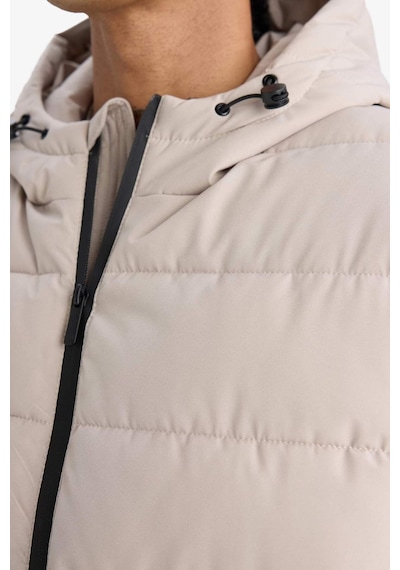 Defacto Su İtici Slim Fit Dar Kesim Astarlı Kapüşonlu Fermuarlı Cepli Dolgulu Mont R0216az25aubg766 Bej-bg766