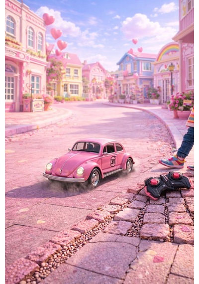 Pembe Uzaktan Kumandalı Şarjlı Işıklı Full Fonksiyon Nostalji Vosvos Araba Pembe Pembe