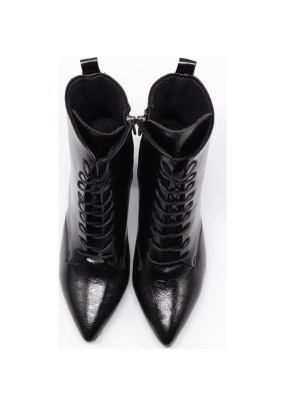 Nesilshoes Nesil Shoes Pres 1037 Siyah Krşk Rugan Topuklu Kadın Bot