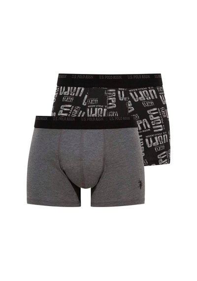 U.S. Polo Assn. Erkek Gri Melanj - Lacivert 2 Li Boxer 80350