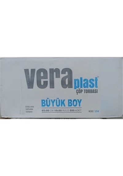 Vera Plast Çpş-01-02 Büyük Boy Mavi Çöp Poşeti 65 80 Cm 10 Rulo 50 Poşet 500 Adet