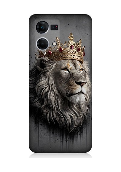 Oppo Reno 7 Uyumlu Kral Aslanın Gururlu Bakışı Desenli Silikon Kılıf Çok Renkli