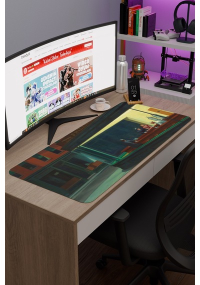 Nighthawks Gece Kuşları Tablo Hopper V5 90x40 Xxl Gaming Kauçuk Kaymaz Taban Mouse Pad Fare Altlığı