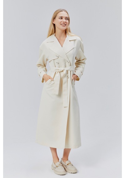 Oversize Rüzgarlık Detaylı Trençkot Taş