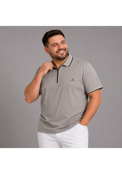Büyük Beden Pamuklu Rahat Kalıp Günlük Kullanım Polo Yaka Erkek Tişört Taş