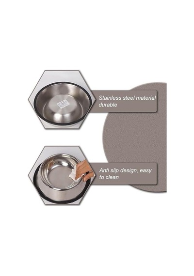 Paslanmaz Çelik Kedi Mama Ve Su Kabı, Köpek Çelik Mama Kabı, Kaymaz Lastikli Taban, Dayanıklı Besleme Tası, Kolay Temizlenebilir, 16 Oz/500 Ml 22 Cm