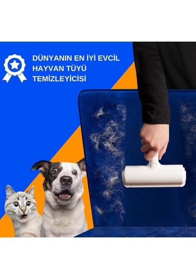 Kedi Köpek Tüy Toplama Rulosu - Hazneli Tekrar Kullanılabilir Tüy Ve Kıl Temizleyici - Koltuk Halı Yatak Kıyafet