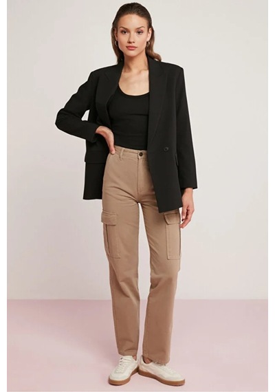 Cloudymood Kadın Fitilli Görünümlü Kalın Askılı Basic Siyah Bluz Atlet Siyah - 872612515 Siyah