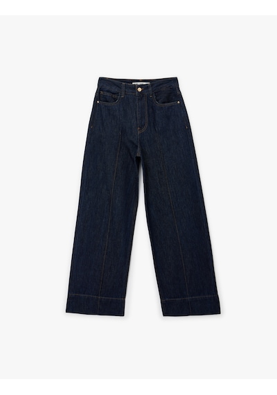 Koton Pamuklu Düğmeli Yüksek Bel Nervürlü Geniş Paça Denim Pantolon - Wide Leg Jeans Koyu İndigo 6sal40123md İndigo Koton Pamuklu Düğmeli Yüksek Bel Nervürlü Geniş Paça Denim Pantolon - Wide Leg Jeans Koyu İndigo 6sal40123md İndigo