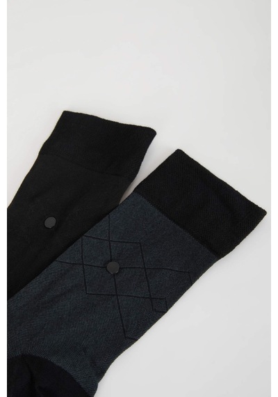 DeFacto Erkek Dikişsiz Metal Pinli Ultra Soft 2'li Bambu Premium Uzun Çorap C2535AXNSKR1