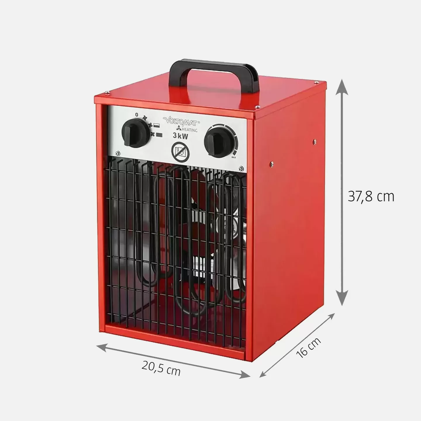 Kasaplus Voltomat 3000w Termostatlı Şantiye Isıtıcısı Metal Gövde, Fanlı Ve Güvenli Isıtma