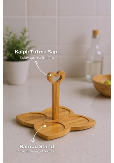 Bambum Fugu - Bambu Standlı 4'lü Kupa Seti Beyaz
