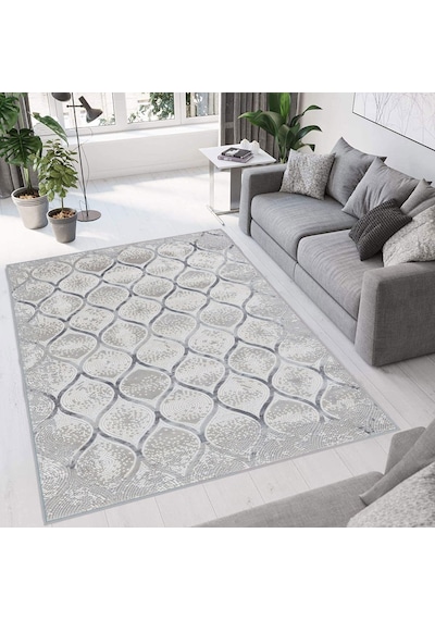 Rovigo Home Dijital Baskı Yıkanabilir Kaymaz Taban Salon Halısı Rvg0672 Gri