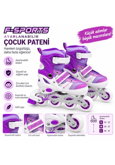 Ayarlanabilir Çocuk Pateni F-sports Mor