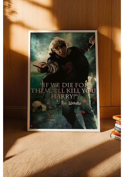 Ron Weasley Replikli Çerçeveli Tablo - Lüks Harry Potter Sinematik Tipografi Duvar Dekoru Beyaz