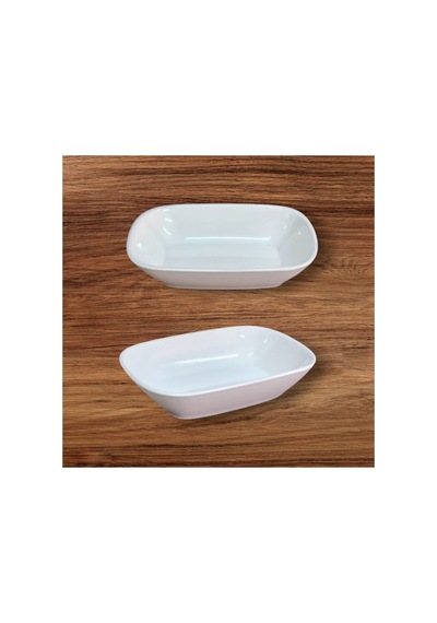 12 Adet %100 Kırılmaz Melamin Kare Çerez & Meze Tabağı 17 Cm - Derinlik 4 Cm - Beyaz Beyaz