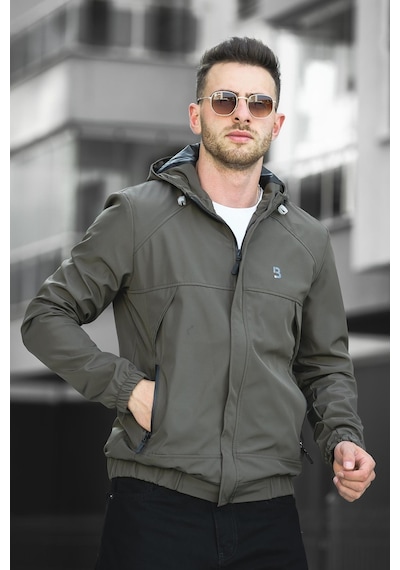 Oksit Bailey Suya Dayanaklı Slim Fit Erkek Kapüşonlu Mevsimlik Mont Yağmurluk 001