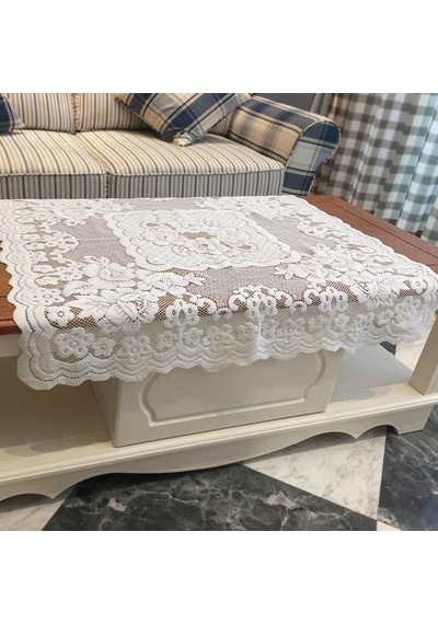Polyester Makine Yıkanabilir Masa Korku Çiçek Dantel Kare Masa Decloth 80x80cm Çok Renkli
