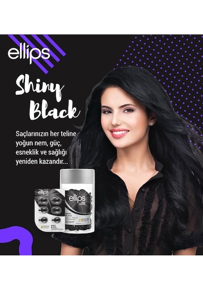 Ellips Siyah Saçlara Özel Işıltı Veren Saç Vitamini 50 Kapsül