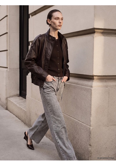 Lcw Comfort Gri Wideleg Kadın Jean Pantolon
