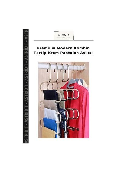 Astrid T Premium Modern Kombin Tertip Krom Pantolon Askısı