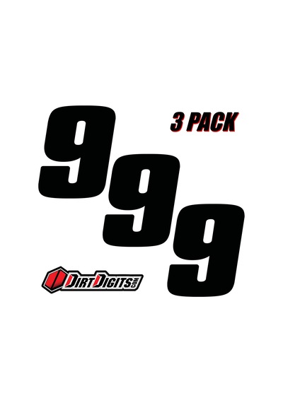 Dirt Digits Dd73b-9 Siyah 7" Çok Parlak Hassas Kalıp Kesim Vinil Numara 9, 3'lü Paket