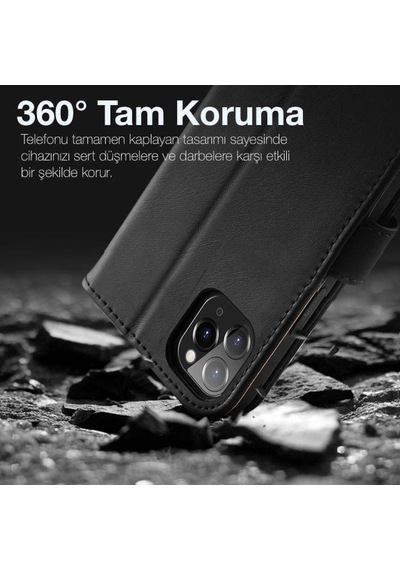 Dux Ducis Apple Uyumlu iPhone 11 Pro 5.8 Kilif Miknatisli Cüzdanli Deri Kilif 129944635 - Renk / Siyah