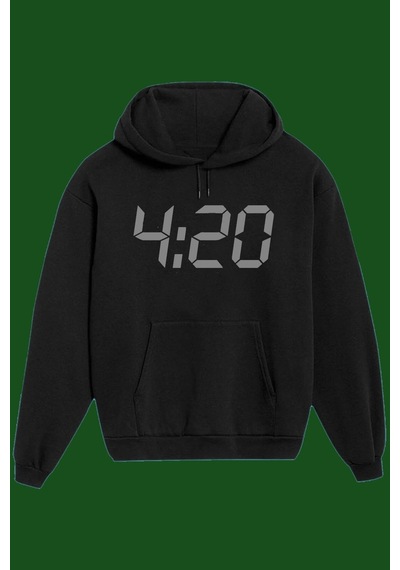 Startmore Unisex Beyaz 4.20 Baskılı Sweatshirt Siyah