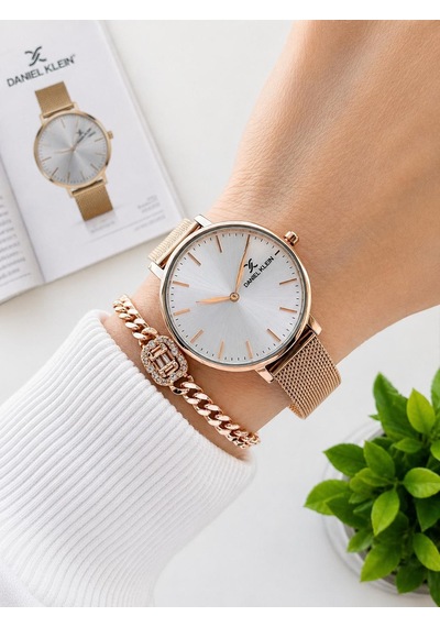 Daniel Klein 2 Yıl Garantili Hasır Çelik Kordon 3 Atm Suya Dayanıklı Kadın Kol Saati Hs12809.4 Rose Gold