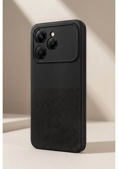 Tecno Spark 40 Uyumlu Kamera Korumalı Silikon Telefon Kılıfı Darbe Emici İçi Kadife Tırtıklı Kaymaz Yüzeyli Yumuşak Kılıf-54280 Siyah