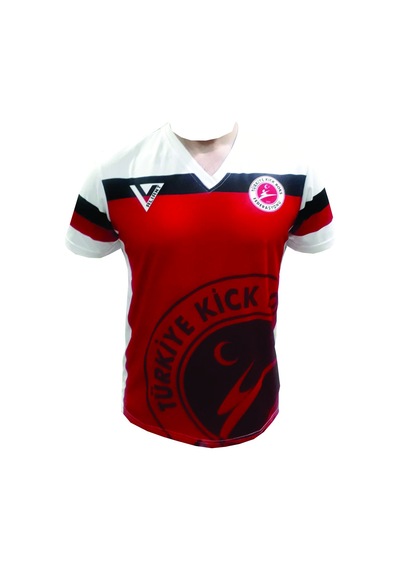 Kick Boks Tişörtü & Kick Boks Point Tişörtü & Maç Tişörtü Beyaz - Kırmızı