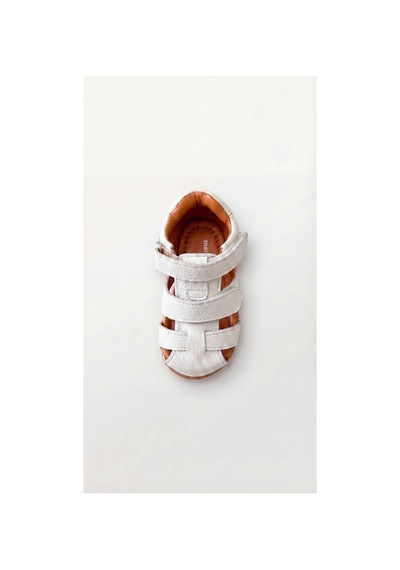 Pufien Çocuk Hakiki Deri Sandalet, Ortopedik Tabanlı, Kaydırmaz Kauçuk Taban, Cırt Cırtlı Unisex Premium Beyaz