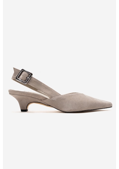 Luvishoes Dıorıs Bej Süet Hakiki Deri Kadın Kısa Topuklu Ayakkabı