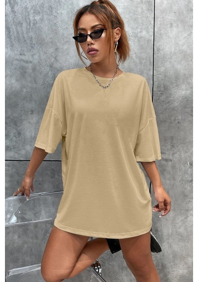 Unisex Aesthetic Baskılı T-shirt Bej